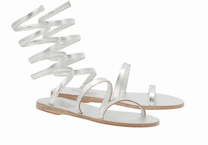 Silver Ancient Greek Sandals Ofis Leather Women Gladiator Sandals | GWF516RB