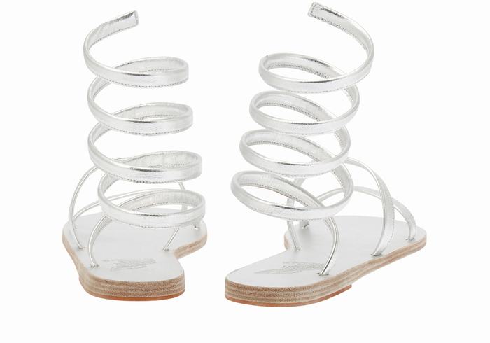 Silver Ancient Greek Sandals Ofis Leather Women Gladiator Sandals | GWF516RB