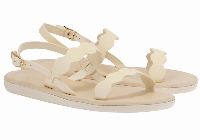 White Ancient Greek Sandals Afros Women Back-Strap Sandals | NRS255WU