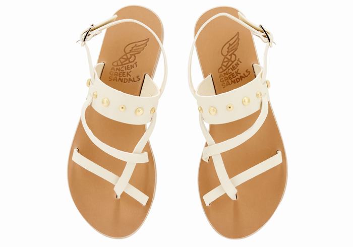 White Ancient Greek Sandals Alethea Bee Women Back-Strap Sandals | QGM9519DQ