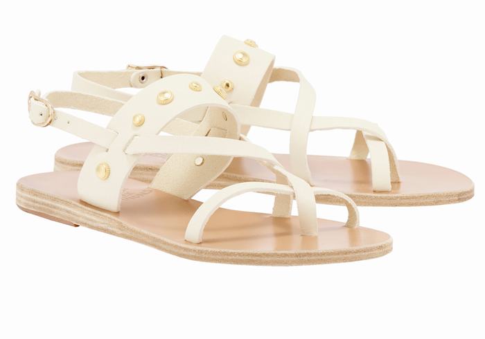 White Ancient Greek Sandals Alethea Bee Women Back-Strap Sandals | QGM9519DQ