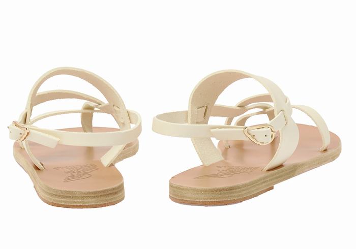 White Ancient Greek Sandals Alethea Leather Women Back-Strap Sandals | VJZ256UI