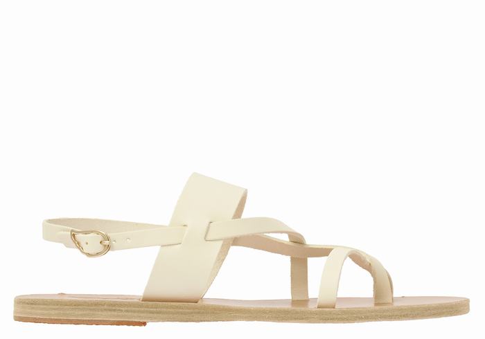 White Ancient Greek Sandals Alethea Leather Women Back-Strap Sandals | VJZ256UI