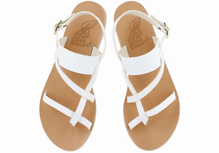 White Ancient Greek Sandals Alethea Leather Women Back-Strap Sandals | FHL3855CU