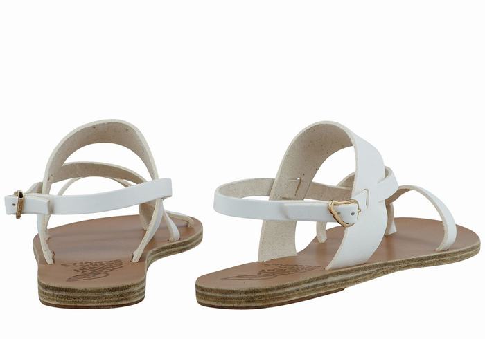 White Ancient Greek Sandals Alethea Leather Women Back-Strap Sandals | FHL3855CU