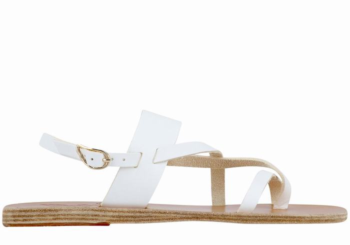 White Ancient Greek Sandals Alethea Leather Women Back-Strap Sandals | FHL3855CU