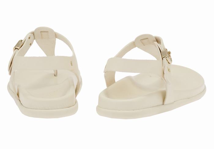 White Ancient Greek Sandals Alki Flip Flop Women Back-Strap Sandals | RMX1747UR