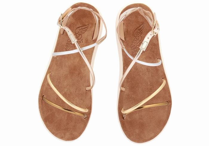 White Ancient Greek Sandals Anastasia Comfort Women Ankle Strap Sandals | XWH3346FD