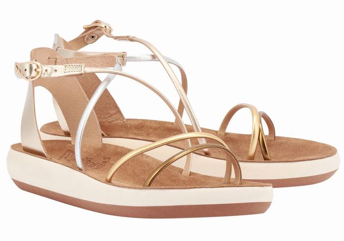 White Ancient Greek Sandals Anastasia Comfort Women Ankle Strap Sandals | XWH3346FD