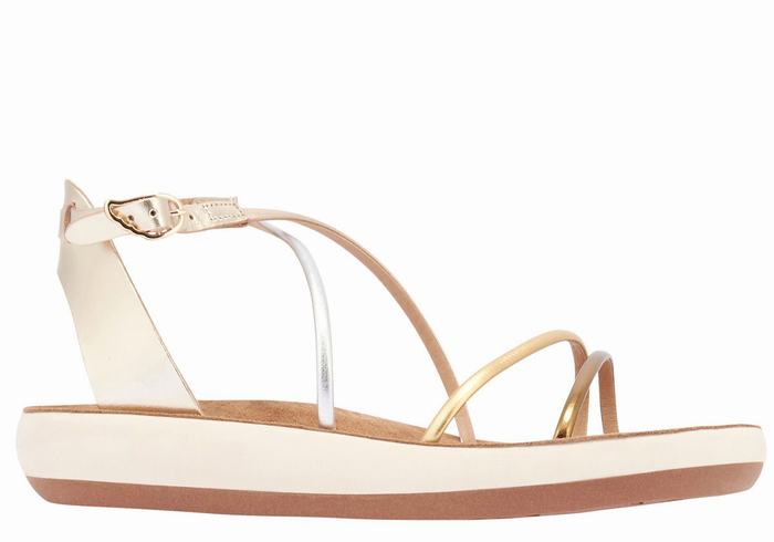 White Ancient Greek Sandals Anastasia Comfort Women Ankle Strap Sandals | XWH3346FD