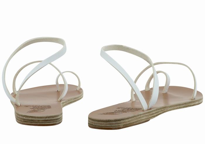 White Ancient Greek Sandals Apli Eleftheria Leather Women Toe-Post Sandals | SBK6718UZ