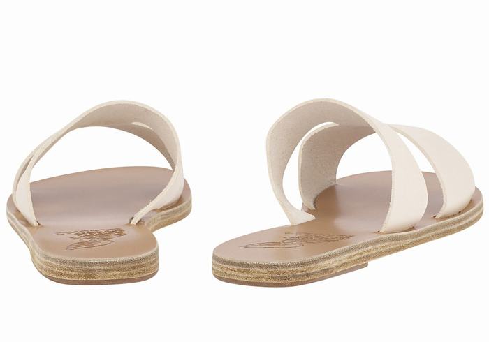 White Ancient Greek Sandals Apteros Women Slide Sandals | CNB3040XP