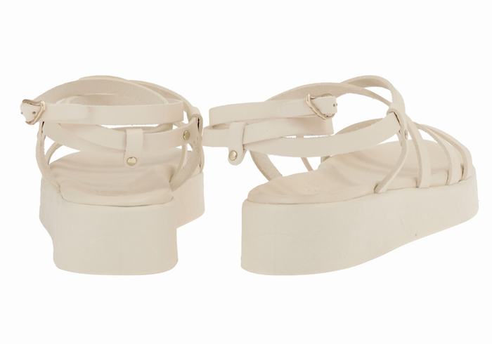 White Ancient Greek Sandals Aristea Leather Women Platform Sandals | AWL14100ZW