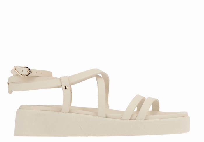 White Ancient Greek Sandals Aristea Leather Women Platform Sandals | AWL14100ZW