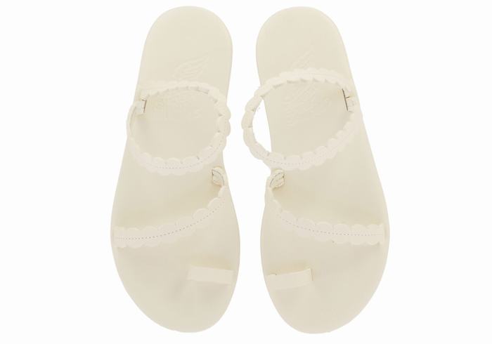 White Ancient Greek Sandals Aura Women Toe-Post Sandals | GFL7328AJ