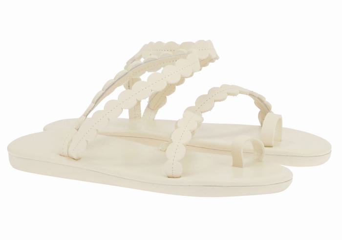 White Ancient Greek Sandals Aura Women Toe-Post Sandals | GFL7328AJ