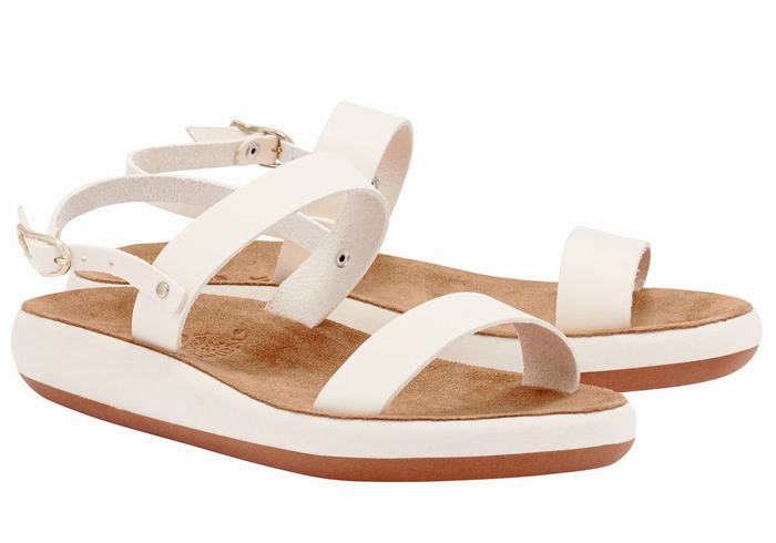 White Ancient Greek Sandals Clio Comfort Women Casual Sandals | HCG3355OT