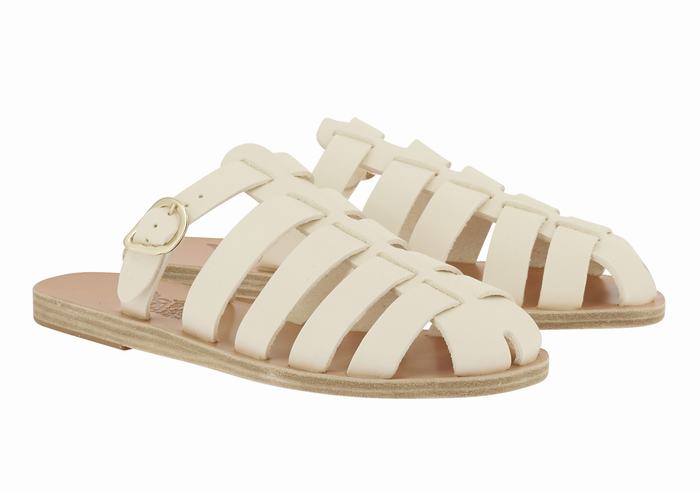 White Ancient Greek Sandals Cosmia Women Fisherman Sandals | ZSA3789UE