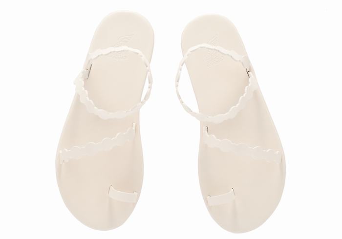 White Ancient Greek Sandals Cronos Women Toe-Post Sandals | SWB715NZ