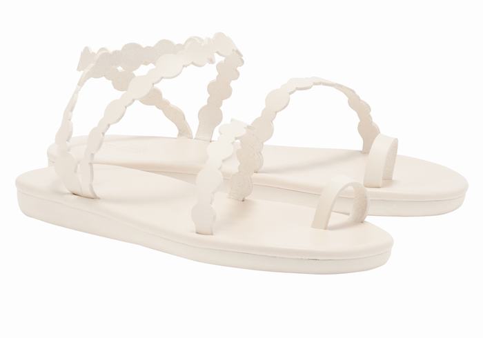 White Ancient Greek Sandals Cronos Women Toe-Post Sandals | SWB715NZ