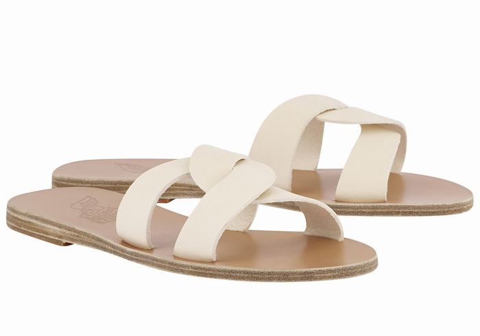 White Ancient Greek Sandals Desmos Women Slide Sandals | XBV820LK