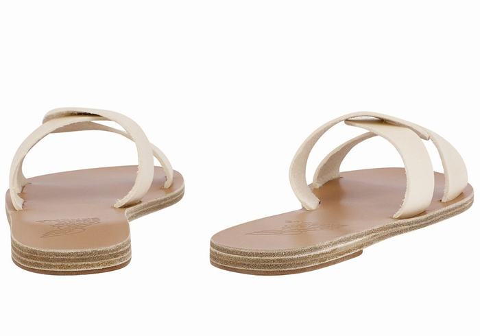 White Ancient Greek Sandals Desmos Women Slide Sandals | XBV820LK