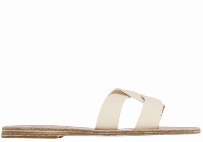 White Ancient Greek Sandals Desmos Women Slide Sandals | XBV820LK