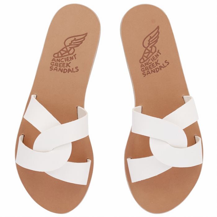 White Ancient Greek Sandals Desmos Women Slide Sandals | JFL2749IE