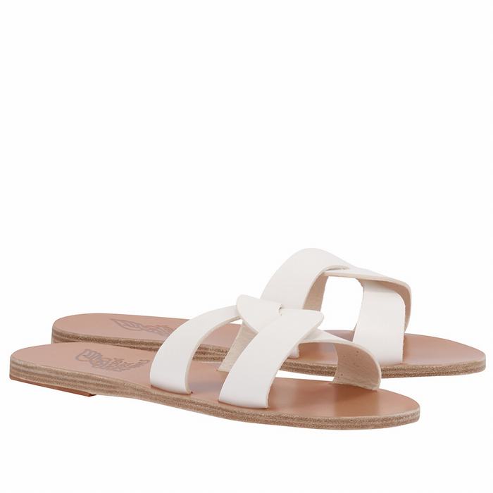 White Ancient Greek Sandals Desmos Women Slide Sandals | JFL2749IE