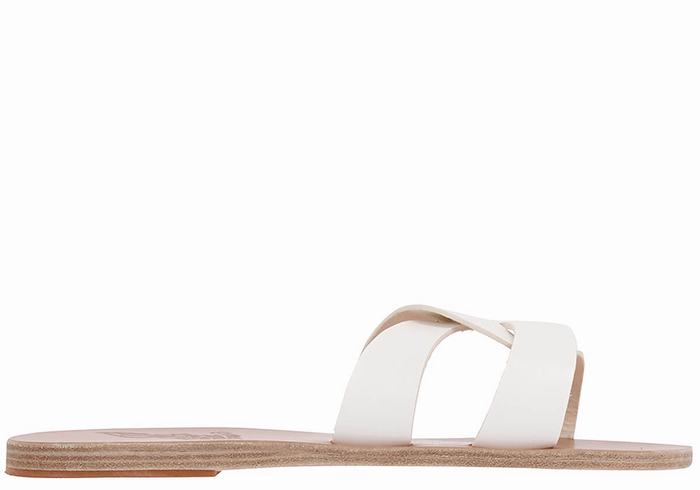 White Ancient Greek Sandals Desmos Women Slide Sandals | JFL2749IE