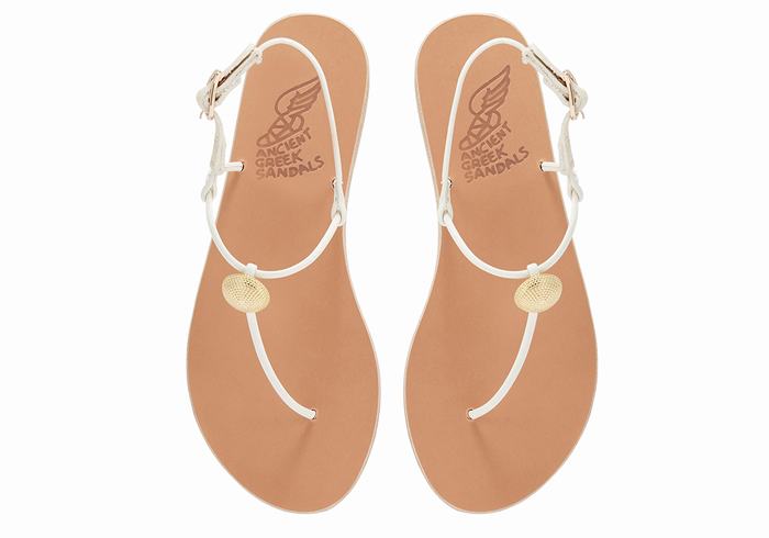 White Ancient Greek Sandals Dimitra Flip Flop Women Back-Strap Sandals | WEF672AX