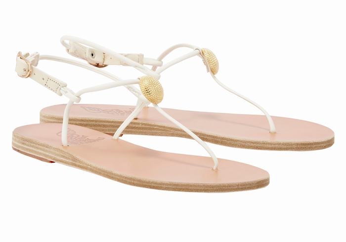 White Ancient Greek Sandals Dimitra Flip Flop Women Back-Strap Sandals | WEF672AX