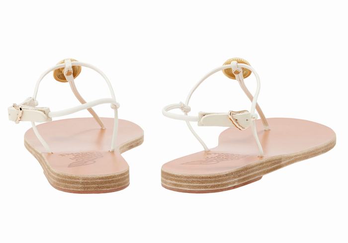 White Ancient Greek Sandals Dimitra Flip Flop Women Back-Strap Sandals | WEF672AX