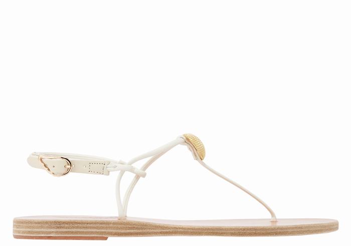 White Ancient Greek Sandals Dimitra Flip Flop Women Back-Strap Sandals | WEF672AX