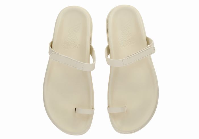 White Ancient Greek Sandals Dokos Women Toe-Post Sandals | SQZ7016US