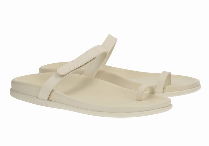 White Ancient Greek Sandals Dokos Women Toe-Post Sandals | SQZ7016US