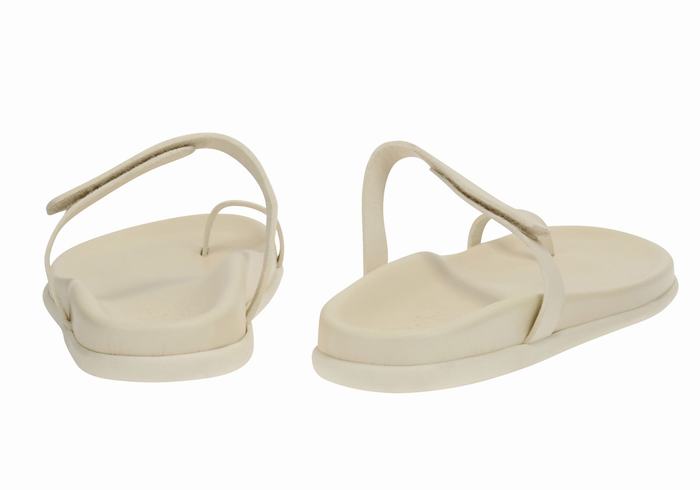 White Ancient Greek Sandals Dokos Women Toe-Post Sandals | SQZ7016US