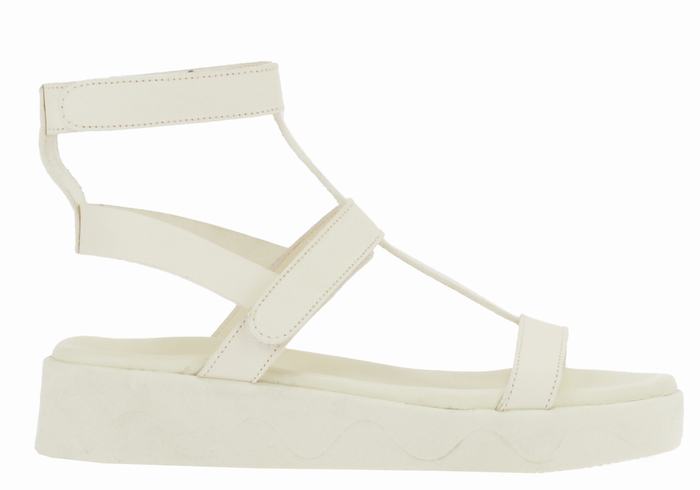 White Ancient Greek Sandals Efrosini Leather Women Platform Sandals | BXL936EC