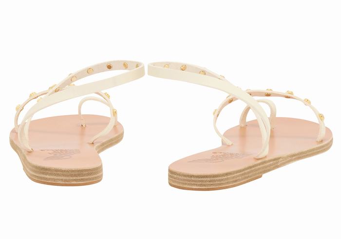 White Ancient Greek Sandals Eleftheria Bee Women Toe-Post Sandals | GHN751JF