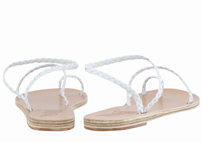 White Ancient Greek Sandals Eleftheria Leather Women Braided Sandals | MYM4598ZQ