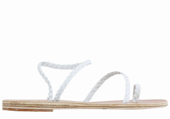 White Ancient Greek Sandals Eleftheria Leather Women Braided Sandals | MYM4598ZQ