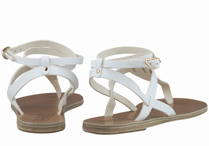 White Ancient Greek Sandals Estia Leather Women Ankle Strap Sandals | DBU895KA