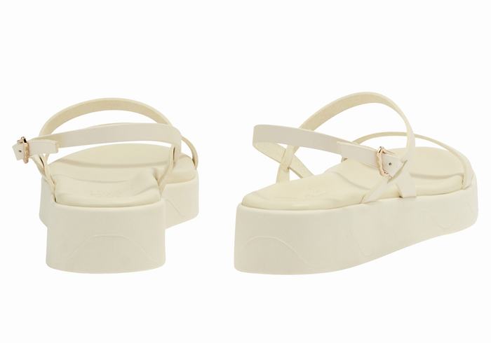 White Ancient Greek Sandals Evriali Leather Women Platform Sandals | VRS2035PB