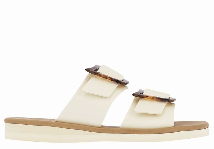 White Ancient Greek Sandals Iaso Women Slide Sandals | VVQ3964KX