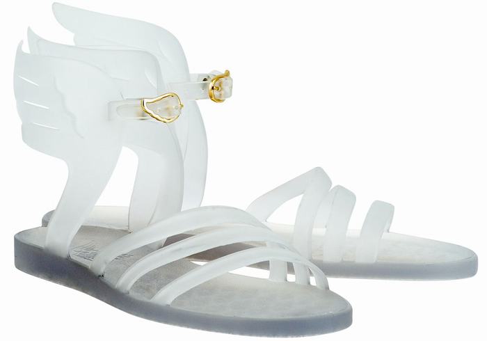 White Ancient Greek Sandals Ikaria Women Ankle Strap Sandals | SGB6596CG