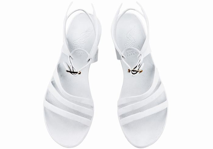 White Ancient Greek Sandals Ikaria Women Ankle Strap Sandals | SNB8923JX