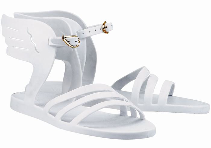 White Ancient Greek Sandals Ikaria Women Ankle Strap Sandals | SNB8923JX