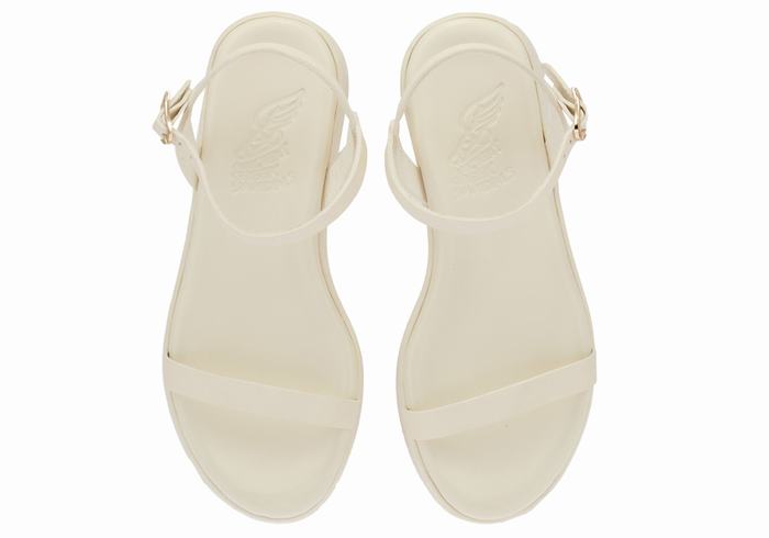 White Ancient Greek Sandals Irida Leather Women Platform Sandals | FUJ3339ZW