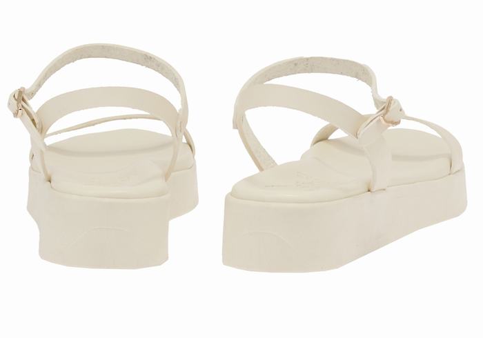 White Ancient Greek Sandals Irida Leather Women Platform Sandals | FUJ3339ZW