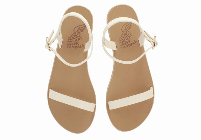 White Ancient Greek Sandals Irida Leather Women Back-Strap Sandals | SOP5359JA